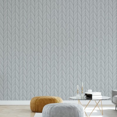 Tapet Herringbone II, Black, cu design minimalist și o textură fină.