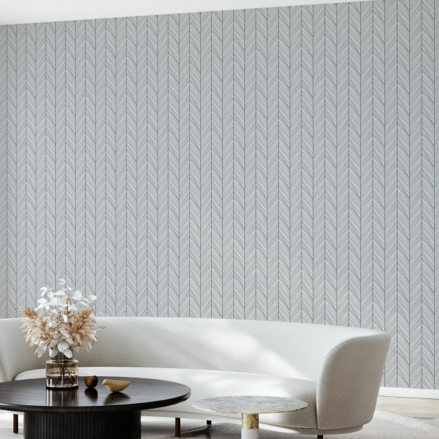 Tapet Herringbone II, Black, cu design minimalist și o textură fină.