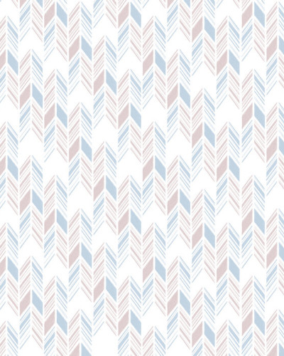 Tapet Herringbone IV, Blue and Pink, cu model geometric de oase de hering in nuante de albastru si roz, in living