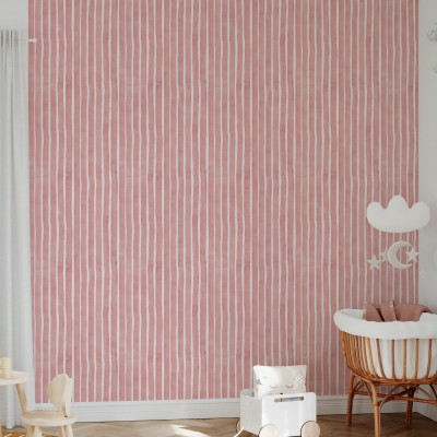 Tapet cu dungi decorative watercolor stripes ĺn nuanţă de roz