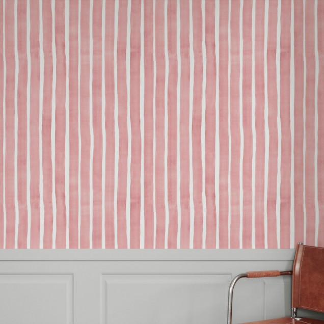 Tapet cu dungi decorative watercolor stripes ĺn nuanţă de roz