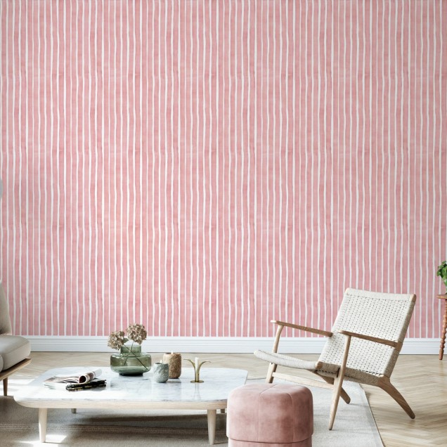 Tapet cu dungi decorative watercolor stripes ĺn nuanţă de roz