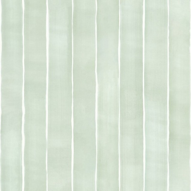 Tapet cu dungi fine, albe pe un fond verde deschis - Tracing Stripes - Verde.