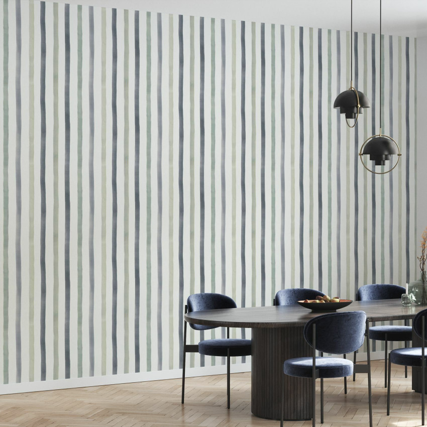 Wallpaper Stripes Roșu cu dungi subtile, de inspirație watercolor