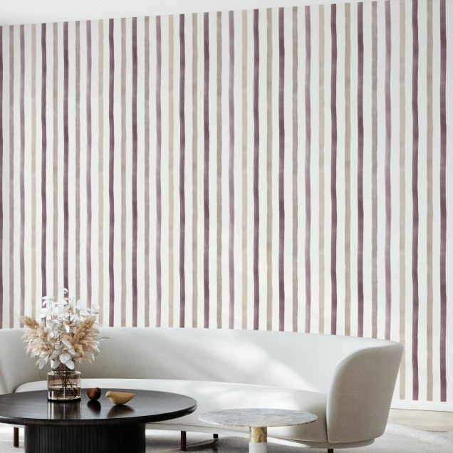 Wallpaper Stripes Roșu cu dungi subtile, de inspirație watercolor