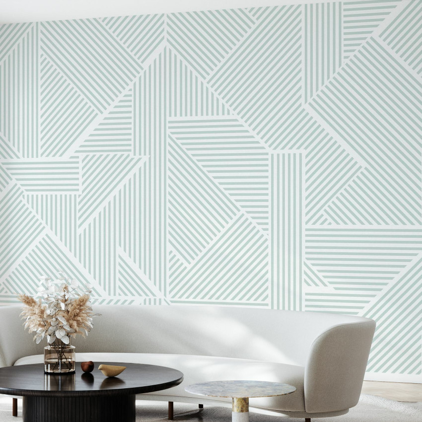 Tapet geometric cu linii subțiri roz, ideal pentru decorarea livingului