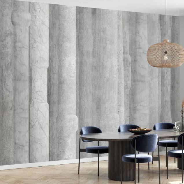 Tapet Column, Silver - Design minimalist, textură subtilă.