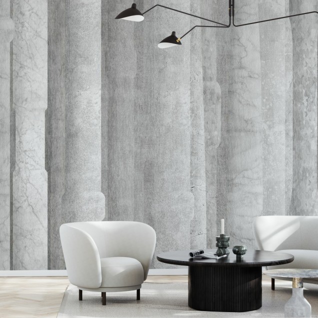 Tapet Column, Silver - Design minimalist, textură subtilă.