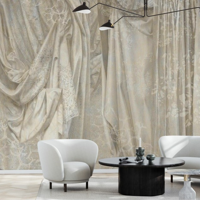 Tapet cu draperii aurii elegante, design clasic