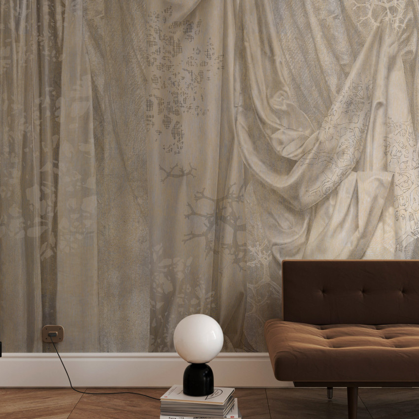 Draperi elegante, realizate în tonuri de bronz, pentru un decor modern și sofisticat.