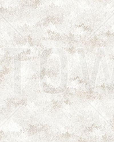 Un dormitor modern cu pat din lemn, patura gri și perne albe, cu Meadow, Beige pe peretele din spatele patului.