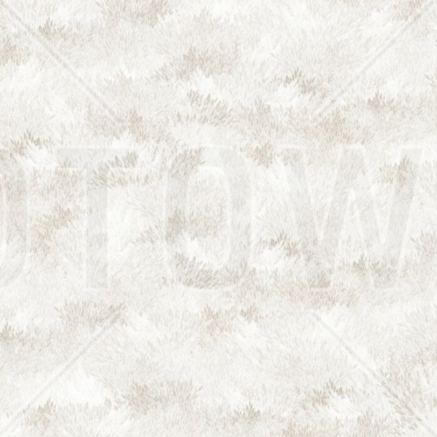 Un dormitor modern cu pat din lemn, patura gri și perne albe, cu Meadow, Beige pe peretele din spatele patului.
