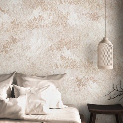Tapet Meadow, Light Pink, cu model de frunze delicate în nuanțe de roz pal, perfect pentru dormitoare, livinguri sau birouri.