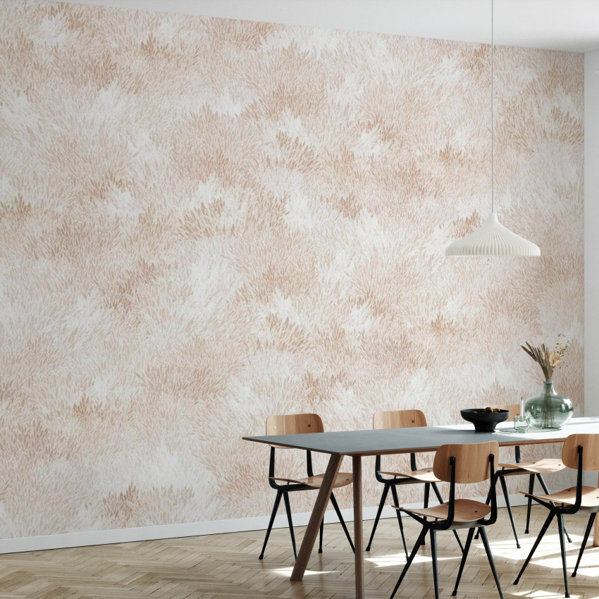 Tapet Meadow, Dark Petrol, cu design abstract in nuante de albastru inchis