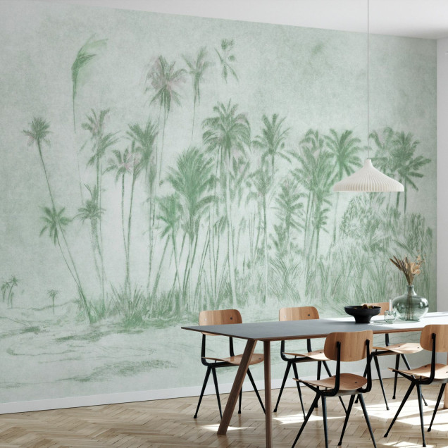 Tapet modern cu palmieri, Backwoods, Sage Serenity