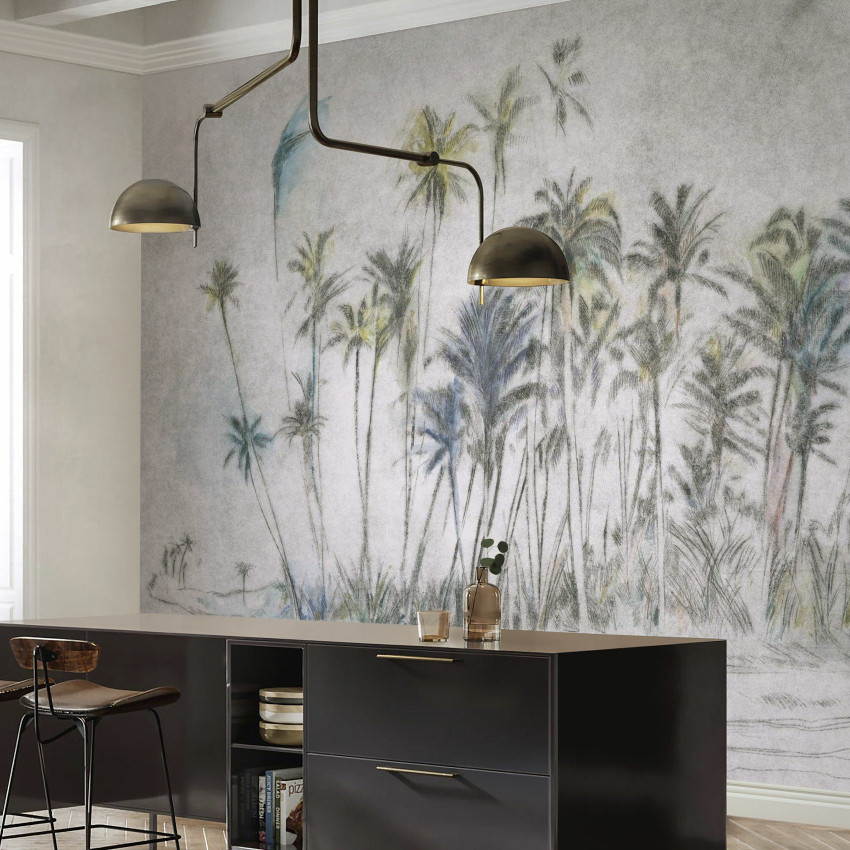 Tapet modern cu palmieri, Backwoods, Sage Serenity