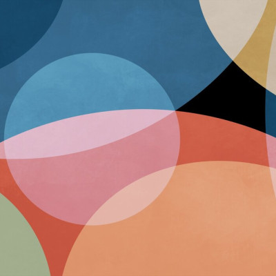 Tapet Playful Geometry cu cercuri suprapuse in culori pastelate