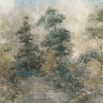 Fototapet cu design artistic de pădure, creând un ambient natural și relaxant.