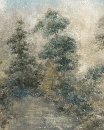 Fototapet cu design artistic de pădure, creând un ambient natural și relaxant.