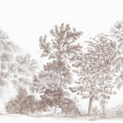 Tapet cu design de peisaj, Away From The Trail, Velvet Taupe