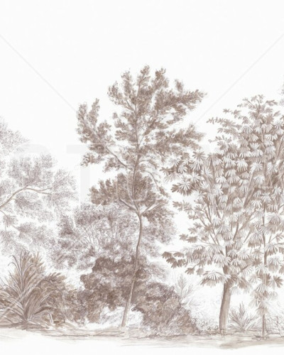 Tapet cu design de peisaj, Away From The Trail, Velvet Taupe