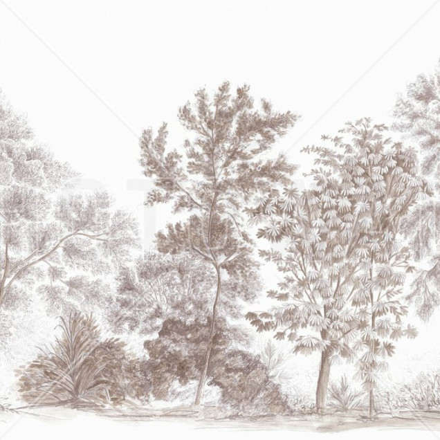 Tapet cu design de peisaj, Away From The Trail, Velvet Taupe