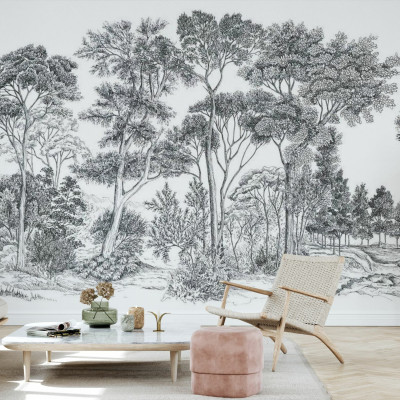 Tapet cu design minimalist - The Long Walk, Almost Black - Panorama
