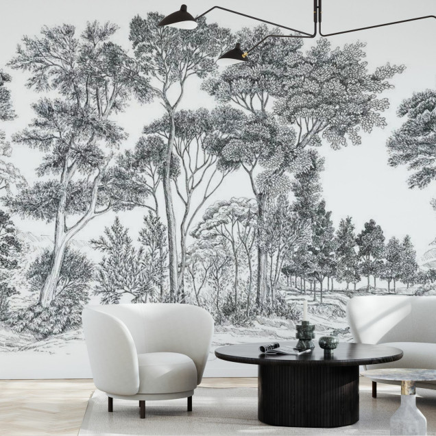 Tapet cu design minimalist - The Long Walk, Almost Black - Panorama