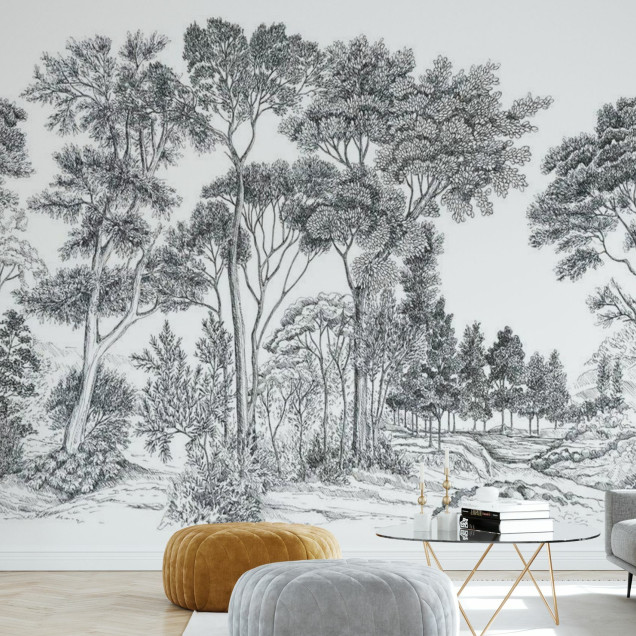 Tapet cu design minimalist - The Long Walk, Almost Black - Panorama