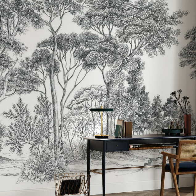 Tapet cu design minimalist - The Long Walk, Almost Black - Panorama