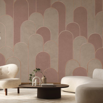 Fototapet bej cu model arce grandioase într-un interior modern.