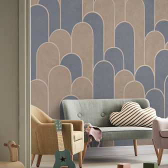 Fototapet cu model de arce bej și albastru