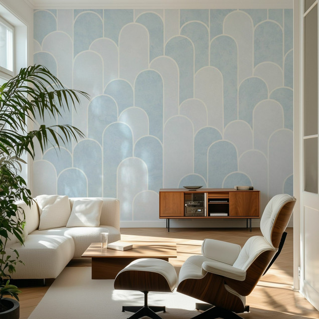 Fototapet cu model arce albastre pentru design interior modern