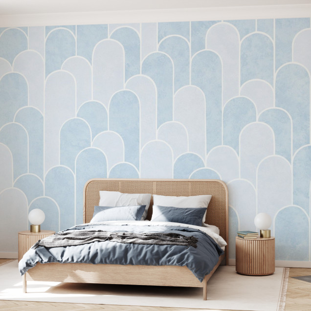 Fototapet cu model arce albastre pentru design interior modern