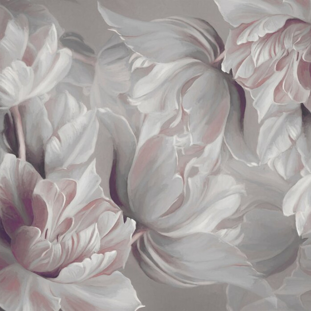Fototapet floral cu lalele mari într-o cameră modernă