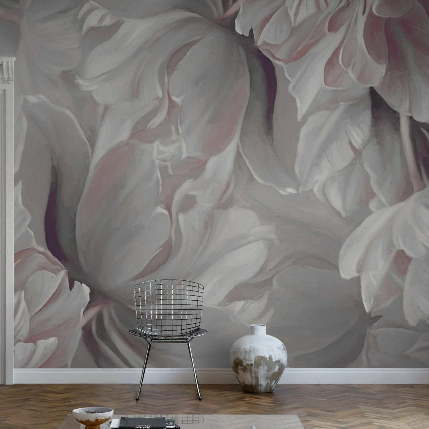 Fototapet cu design floral elegant, nuante delicate