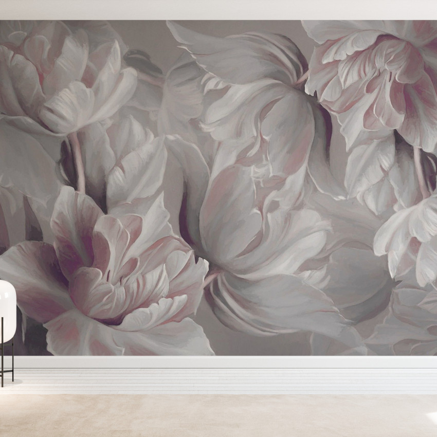 Fototapet cu design floral elegant, nuante delicate