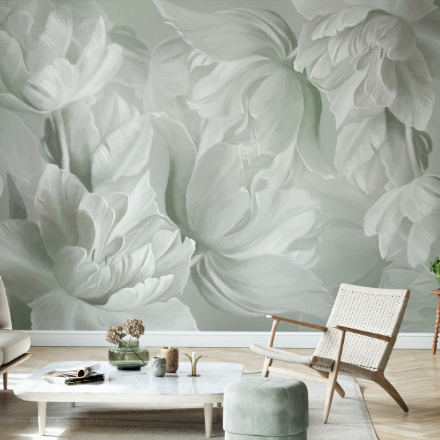 Fototapet cu design floral elegant, nuante delicate