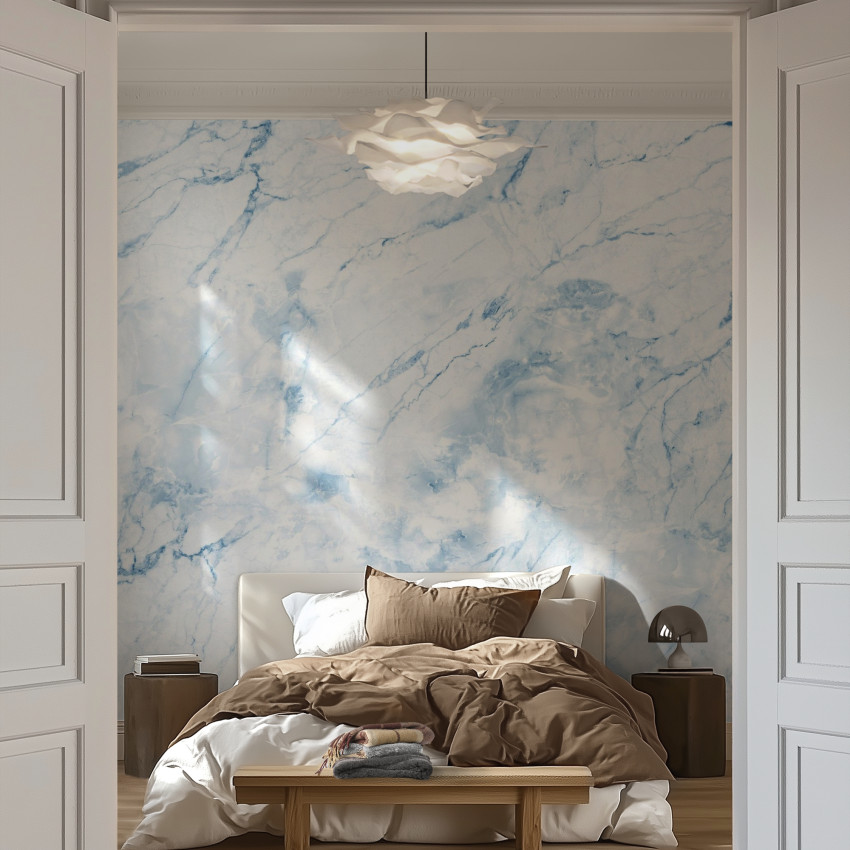 Fototapet cu aspect de marmură verde într-un interior modern