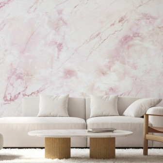 Fototapet Marble Mirage - Pink Fototapet cu model de marmură roz într-un living modern
