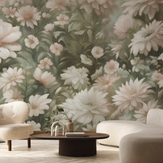 Fototapet cu design floral delicat, creează o atmosferă primitoare