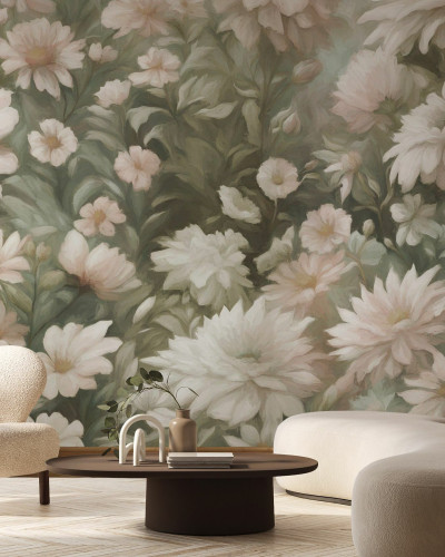 Fototapet cu design floral delicat, creează o atmosferă primitoare