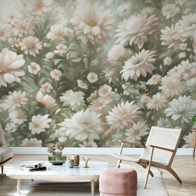Fototapet cu design floral delicat, creează o atmosferă primitoare