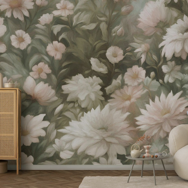 Fototapet cu design floral delicat, creează o atmosferă primitoare