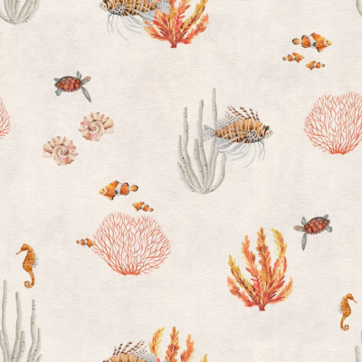 Fototapet Coral Garden - White cu motive marine