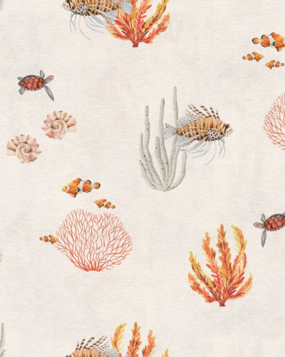 Fototapet Coral Garden - White cu motive marine