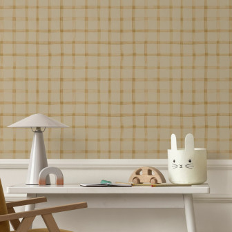 Fototapet bej cu model gingham