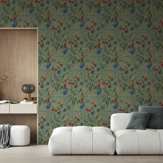 Fototapet cu model floral verde 