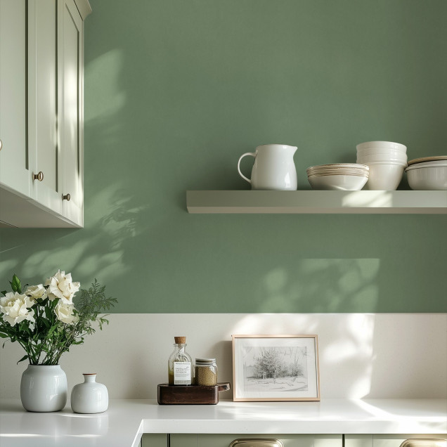 Fototapet verde în living modern
