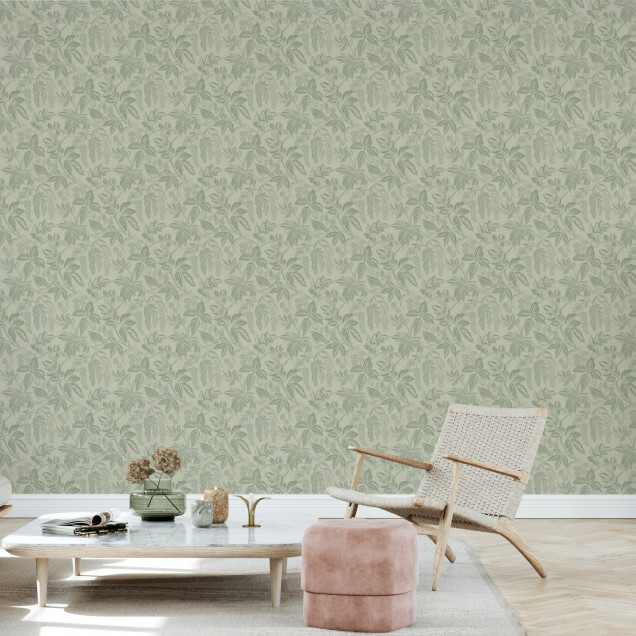 Fototapet floral elegant într-un living modern